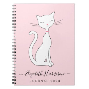Chic Cat Pink Personalized Notebook