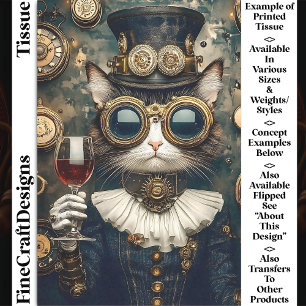 Chic Cat Queen Toasting, Red Wine AH7 Decoupage Tissue Paper