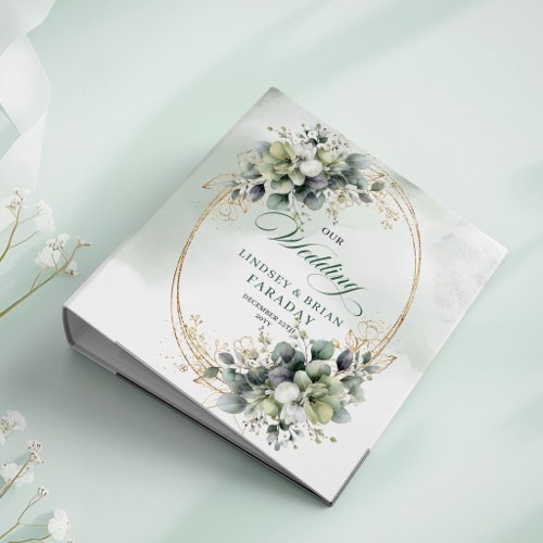 Chic Celebration Boho Greenery Wedding Ring Binder