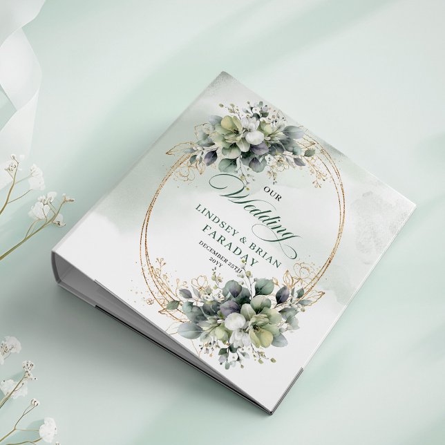 Chic Celebration Boho Greenery Wedding Ring Binder (Chic Celebration Boho Greenery Wedding Ring Binder Album)