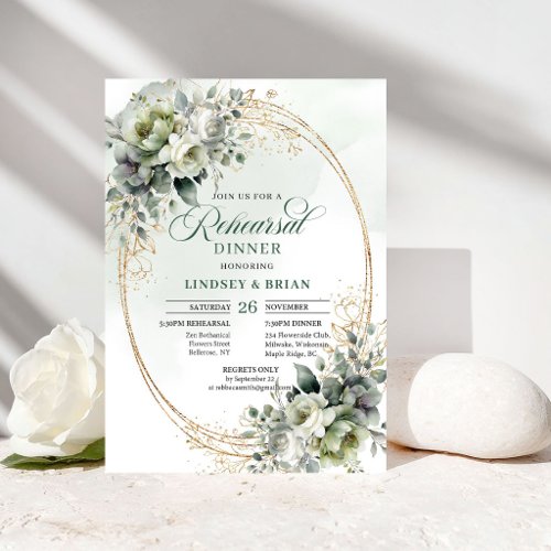 Chic Celebration Rehearsal Dinner Boho Greenery  Invitation