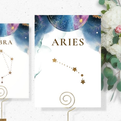 Chic Celestial Aries Constellation Table Number