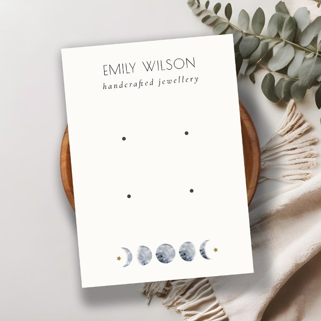 Chic Celestial Moon Watercolor 2 Earring Display Business Card (Creator Uploaded)