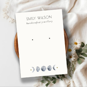 Chic Celestial Moon Watercolor Earring Display Business Card