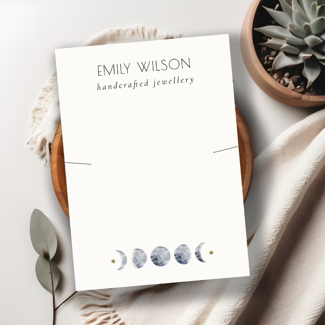 Chic Celestial Moon Watercolor Necklace Display Business Card (Creator Uploaded)