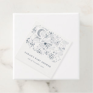 Chic Celestial Navy Starry Night Moon Baby Shower Favor Tags