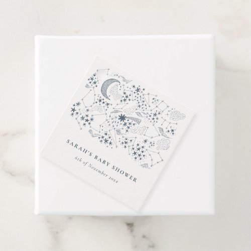 Chic Celestial Navy Starry Night Moon Baby Shower Favor Tags