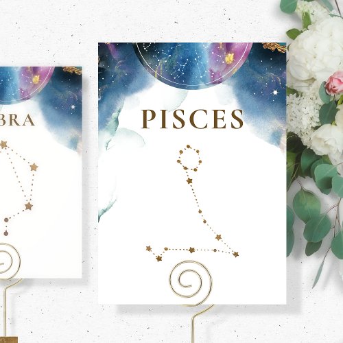 Chic Celestial Pisces Constellation Table Number