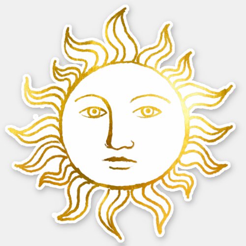 Chic Celestial Retro Golden Foil Vintage Witch Sun Sticker