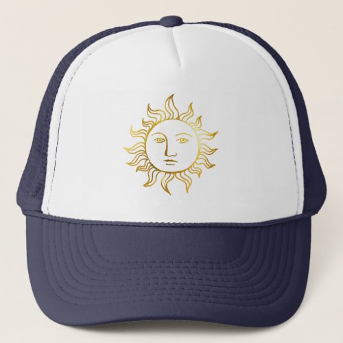 Chic Celestial Retro Golden Foil Vintage Witch Sun Trucker Hat