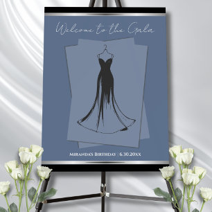 Chic Cerulean Blue Fashion Gala Event Welcome Sign