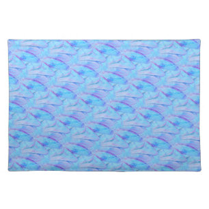 Chic Cerulean Painterly Flower Petal Pattern Cloth Placemat