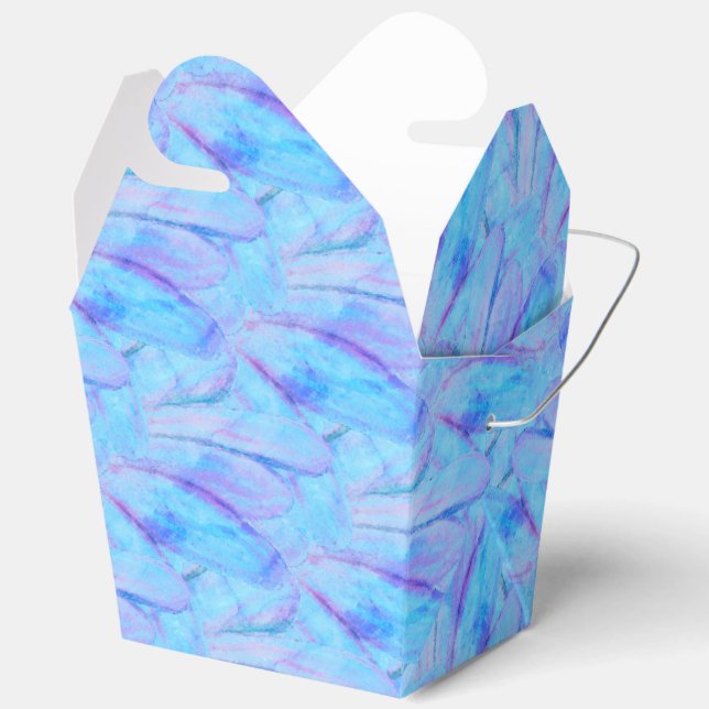 Chic Cerulean Painterly Flower Petal Pattern Favor Boxes (Open)