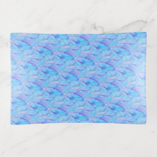 Chic Cerulean Painterly Flower Petal Pattern Trinket Tray