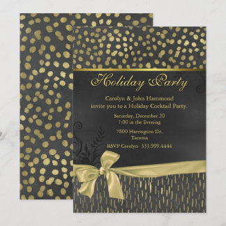 Chic Chalkboard and Gold Holiday Party Invitation