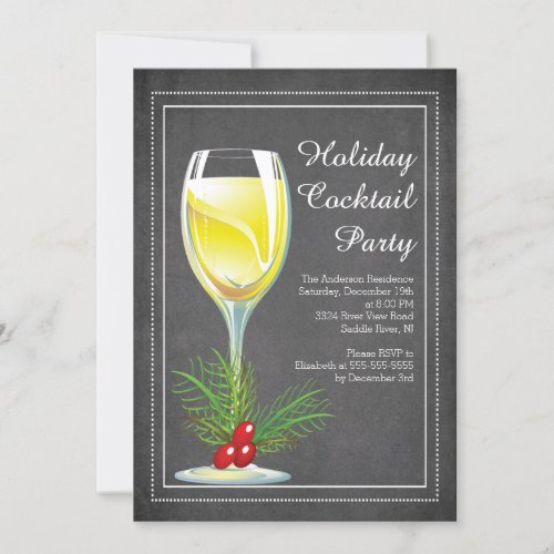 Chic Chalkboard Holiday Cocktail Party Invitation
