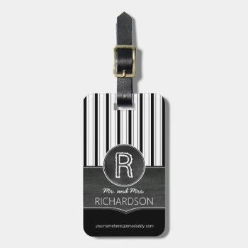 Chic Chalkboard Monogram Mr And Mrs Luggage Tag by PartyHearty at Zazzle