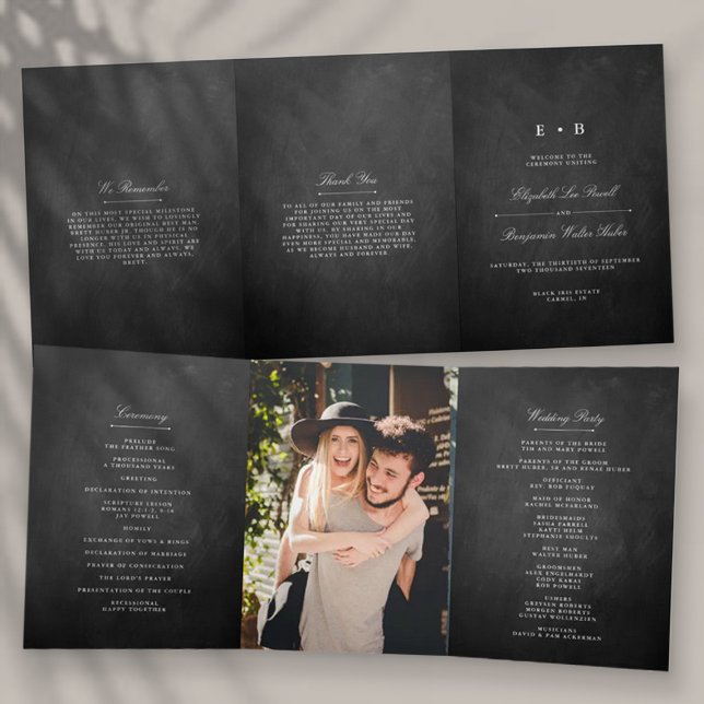 Chic Chalkboard Wedding Tri-Fold Program (Creator Uploaded)
