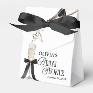 Chic Champagne Black & White Bridal Shower Favor Boxes