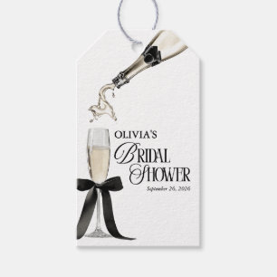 Chic Champagne Black & White Bridal Shower Favor Gift Tags