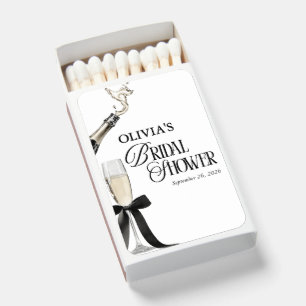 Chic Champagne Black & White Bridal Shower Matchboxes