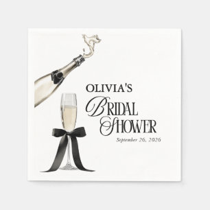 Chic Champagne Black & White Bridal Shower Napkins