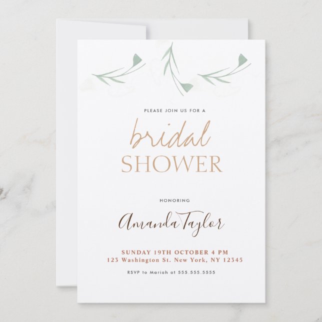 Chic Champagne Color Minimalist Bridal Shower Invitation (Front)