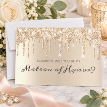 Chic Champagne Dripping Glitter Matron of Honor
