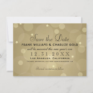 Chic Champagne Gold Bubble Stars Wedding Save The Date