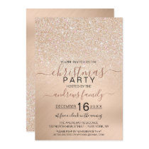 Chic Champagne Gold Glitter Metallic Christmas Invitation