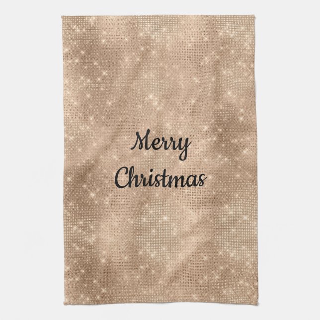 Chic Champagne Gold Sparkle Glitz  Kitchen Towel (Vertical)