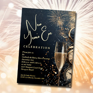 Chic Champagne Time New Year's Eve Foil Invitation