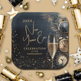 Chic Champagne Time New Year's Eve Paper Plates