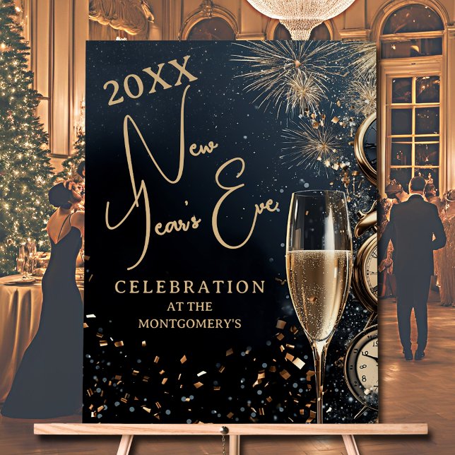 Chic Champagne Time New Year's Eve Party Acrylic Sign (Chic Champagne Time New Year's Eve party ACRYLIC WELCOME sign)