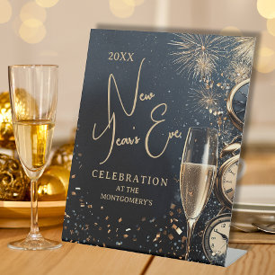 Chic Champagne Time New Year's Eve Party Pedestal Sign