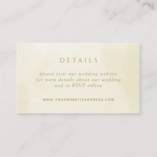 Chic Champagne Watercolor Wedding Details Website Enclosure Card