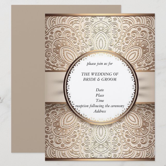 Chic Champagne Wedding Invitations  (Front/Back)