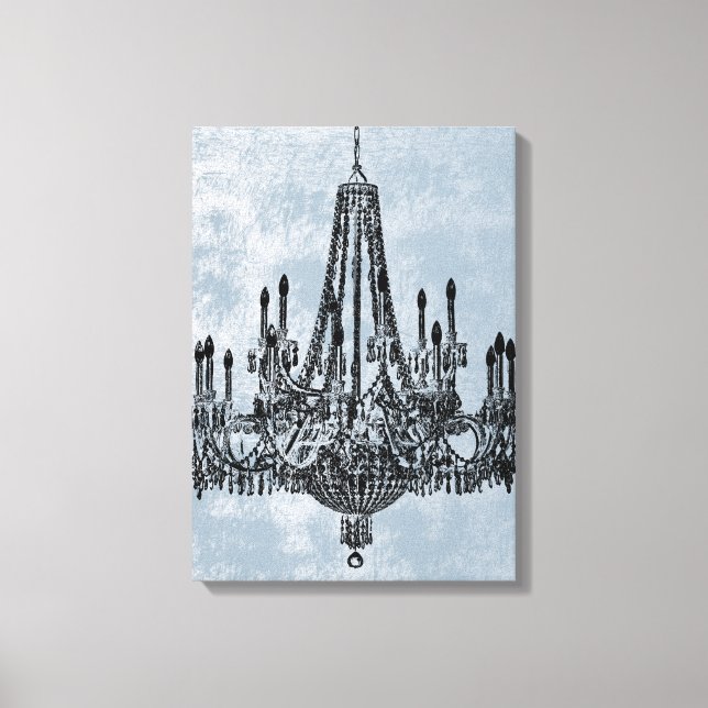 Chic Chandelier Blue Grunge Canvas Print (Front)