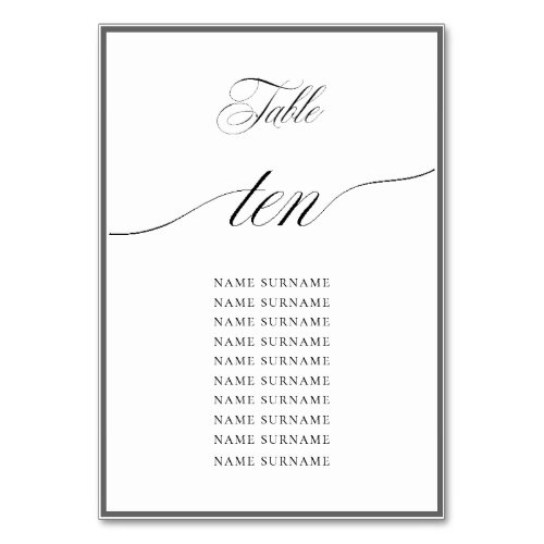 Chic Charl B Charcoal Frame Wedd Table Number 10