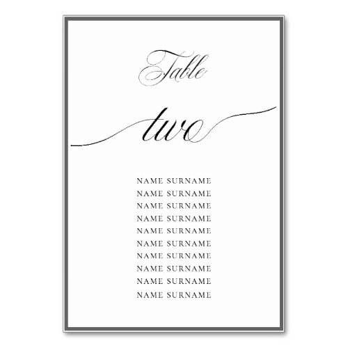 Chic Charl B Charcoal Frame Wedd Table Number 2