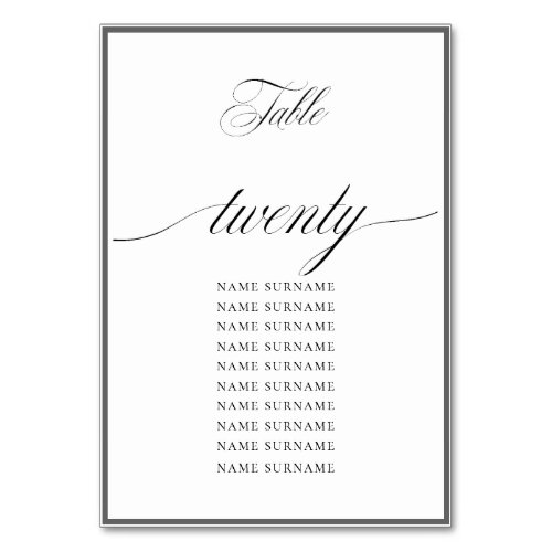 Chic Charl B Charcoal Frame Wedd Table Number 20