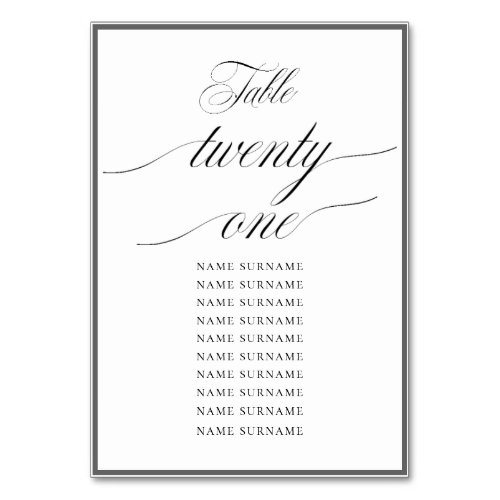 Chic Charl B Charcoal Frame Wedd Table Number 21