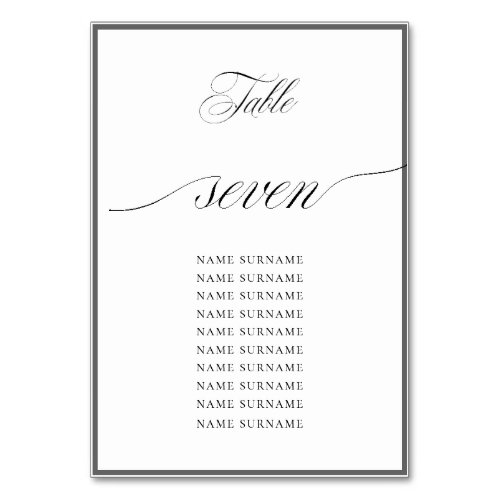 Chic Charl B Charcoal Frame Wedd Table Number 7