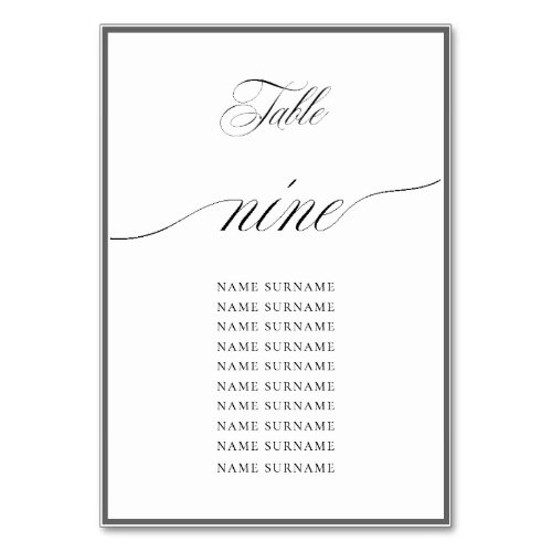 Chic Charl B Charcoal Frame Wedd Table Number 9
