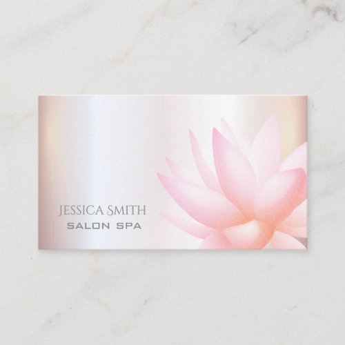 Chic charming pale pink watercolor lotus flower business card