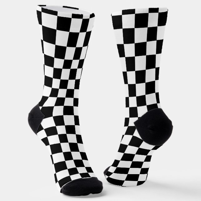 Chic Checkerboard Crew Socks (Angled)