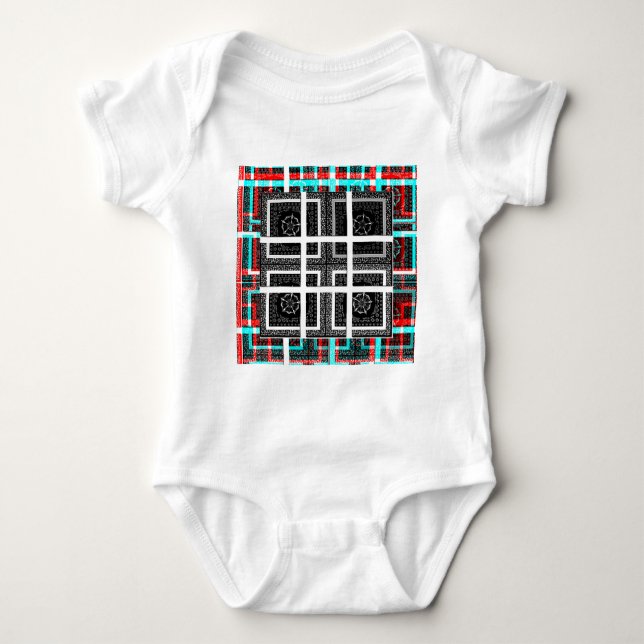 Chic Checkered Black, White & Red Graphics Art Des Baby Bodysuit (Front)