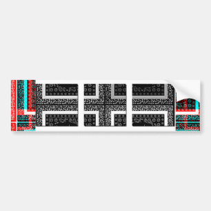 Chic Checkered Black, White & Red Graphics Art Des Bumper Sticker