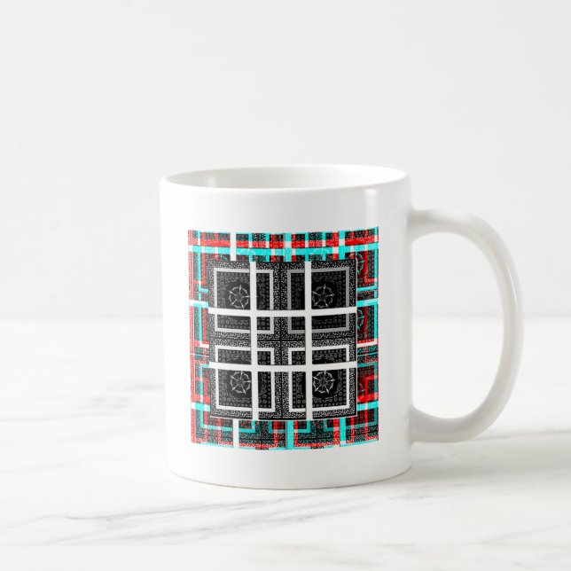 Chic Checkered Black, White & Red Graphics Art Des Coffee Mug (Right)