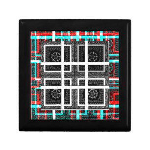 Chic Checkered Black, White & Red Graphics Art Des Gift Box
